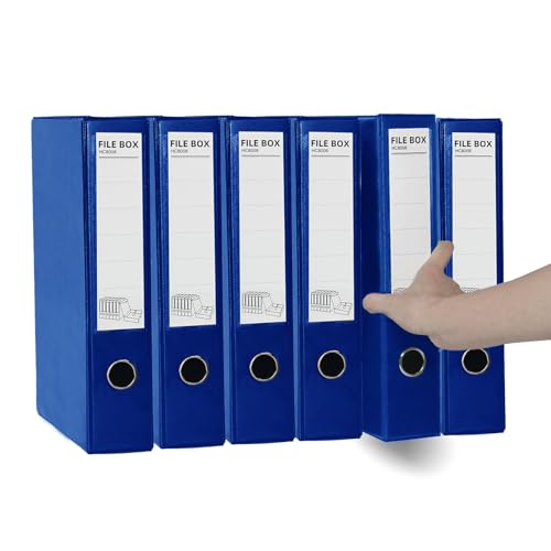 6 Pack Foldable Plastic Box Files A4 with Metal Clip (Blue - color: blue, size: with clip