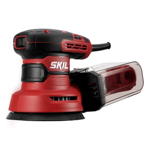 SKIL 5” Random Orbital Sander with Cyclonic Dust Box & 3pc Sanding Sheet - SR211601, Multicolor - size: 5 inches, style: Orbital Sander