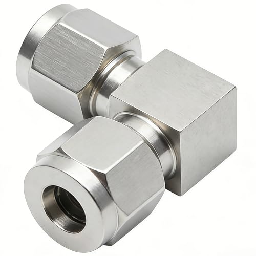 Stainless Steel 304 Compression 90 Degree Elbow 3/8" OD x 3/8" OD Tube Fitting with Double Ferrule, Pack of 2 - size: 3/8" OD