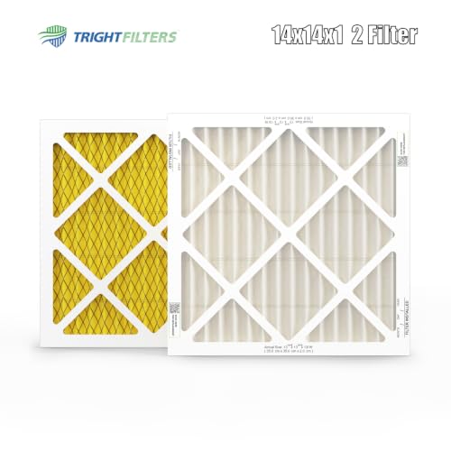 TRIGHTFILTERS 14x14x1 Air Filter MERV 11 HVAC Furnace Filter Pleated 2 Pack - size: 14x14x1