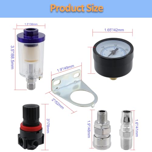 Air Pressure Regulator Oil Water Separator, Air Filter with Pressure Gauge G1/4" Inlet and Outlet for Spray Gun - style: sponge core C