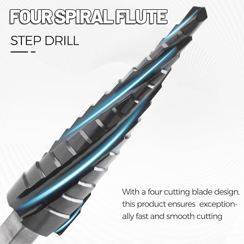 Cobalt M35 4 Spiral Flutes Step Drill Bit for Metal 1/8" to 1/2" - size: M35 1/8-1/2