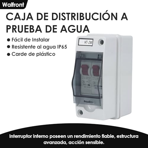 Outdoor IP65 Waterproof 2 Way Distribution Junction Box, 230V 400V DIN Rail Circuit Breaker Box with Transparent Cover and C20+C20 MCB - color: C20+c20