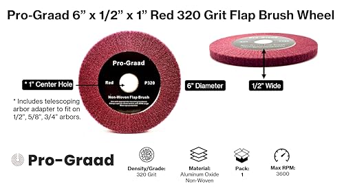 Red Bench Grinder Finishing Flap Brush Wheel 6" x 1/2", P320 Grit - style: 6" x 1/2" x 1" Red
