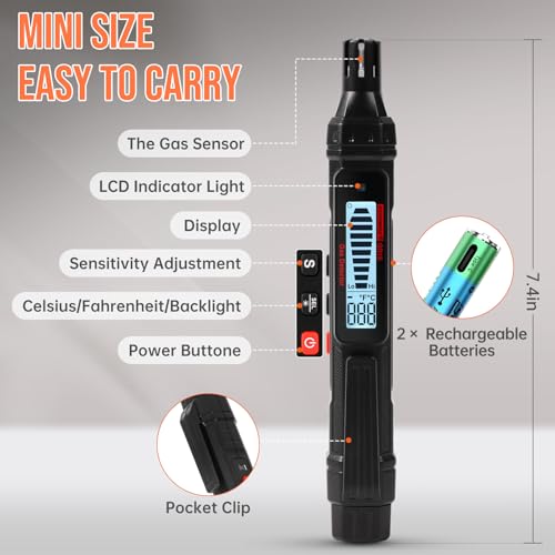 2 in 1 Gas Leak Detector, KeenWise Natural Gas Leak Detector with Audible & Visual Alarm, Portable Gas Detector for Home Natural Gas, Methane, Propane and Combustible Gases GD15C