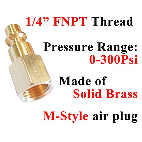 Beduan Solid Brass Air Hose Fittings 1/4"NPT Female Thread Quick Connect Air Hose Fittings (Industrial Type D,11Piece) - size: 1/4"FNPT Plug(11Pcs)