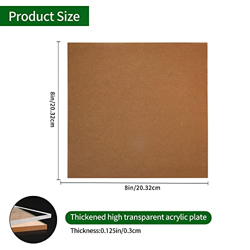 Acrylic Sheet 8 x 8 Clear Plexiglass Sheets 1/8 inch Thick 3mm, for Sign,Craft, Photo Frame, DIY Display Projects (2 Pieces ) - size: 2 piece 8" x 8" 3mm