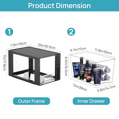 Vtopmart 4 Pack Large Stackable Storage Drawers, Black - color: Black( 4 Pack), size: Large