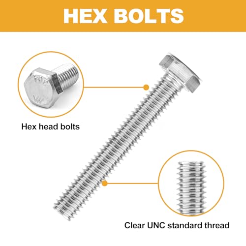 VIGRUE 405PCS Hex Bolts Nuts Washers Assortment Kit 1/4-20 5/16-18 3/8-16 - size: 405PCS SAE 1/4-20 5/16-18 3/8-16