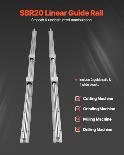 VEVOR Linear Rail, 2PCS SBR20-1500mm, Linear Slide Rail, 4 PCS SBR20UU Bearing Block CNC Kit Linear Rails and Bearings Kit CNC Rails Linear Rail Set, for Automated Machines and Equipment - size: SBR 20-1500mm