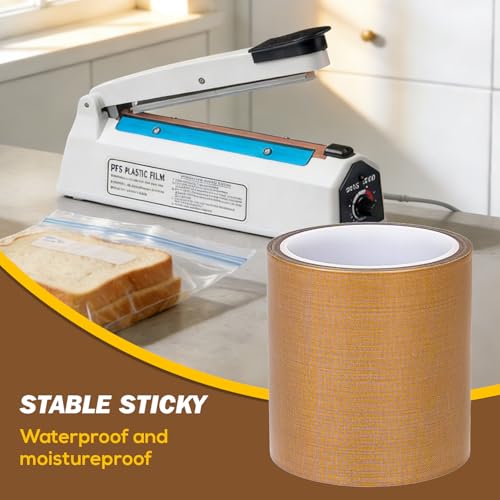 Teflone Glass Cloth Tape (4 inch x 33 Feet x 0.18mm), High Temperature PTFE Heat Resistant Adhesive Tape Non-Stick Surface for Vacuum Sealer Machine, Heat Press, Packaging, Electrical Use - size: 4inx33ft