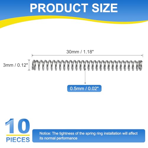 uxcell 10Pcs Compression Spring,304 Stainless Steel 3mmOD,0.5mmWD,30mmFL - size: 3mm OD 0.5mm Wire 30mm Length