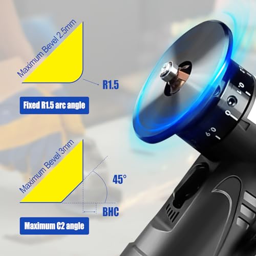 Pneumatic Chamfering Tool Handheld, Mini Air-Powered Chamfering Machine Trimming, 45° Arc Corner with 1/4 Inch Air Inlet for Metal Wood Beveling Deburring (C&R Angle Blades) - color: C&r Angle Blades