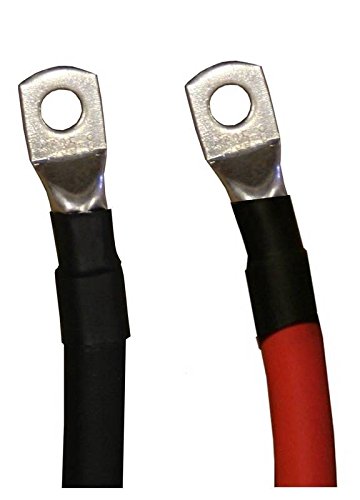 1/0 AWG Gauge Red + Black Pure Copper Battery Inverter Cables Solar, RV, Car, Boat 9 in 5/16 in Lugs - color: 5/16 in. Lugs both ends, size: 9 in.