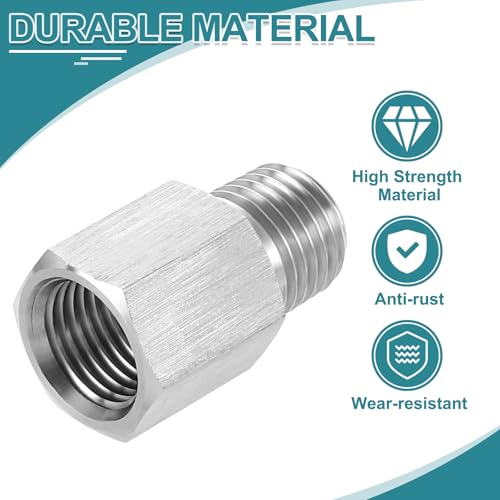 uxcell Pipe Fitting Reducing Adapter, 1/4" NPT Male x G1/4" Female 304 Stainless Steel Reducer Connectors for Water Oil Air Pressure Gauge, Silver - size: 1/4" NPT x G1/4"