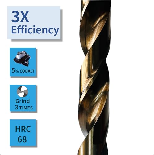 5% Cobalt Hss Drill Bits Set (1/4" x 5PCS) for Stainless Steel and Hard Metal - size: 1/4 in (5PCS)