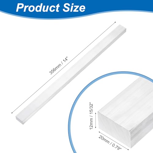 uxcell Square Aluminum Flat Bar, 15/32"x25/32"x14" (TxWxL) 12x20x356mm - size: 12x20x356mm