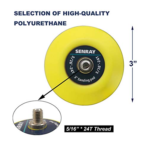 3-Inch Dual-Action Hook & Loop Fastener Flexible Backing Plate, 5/16"-24 Threads Polishing Pad - 5 PCS Set - color: 3 Inch / Yellow, size: 5/16"-24 Thread