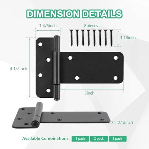 5“ Gate Hinges,260 Lbs Capacity, 4 Pack Heavy Matte Black Hinges - size: 5“-4 pcs-Matte Black