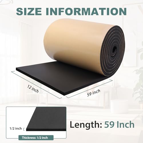 FONUNO Neoprene Foam Padding with Adhesive Closed Cell Foam, Black - color: Black, size: 12" Wide x 59" Long x 1/2" Thick