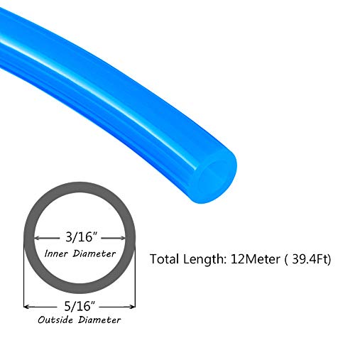 Beduan Pneumatic Tubing Pipe 5/16" OD Blue Air Compressor PU Line Hose Tube for Water Fluid Transfer 12Meter 39.4ft - color: Blue, size: 5/16" OD-39.4ft