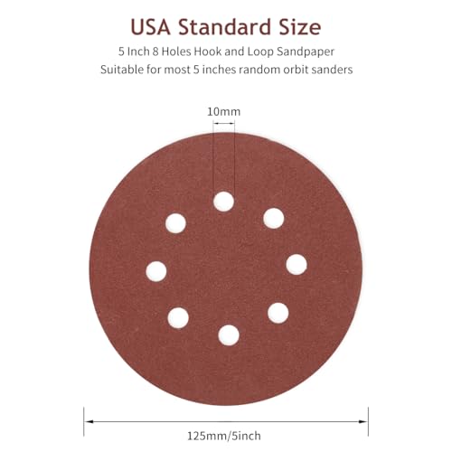 50 PCS 5 Inch 8 Hole Hook and Loop Sanding Discs 120 Grit - style: 120 Grit,50-Pack