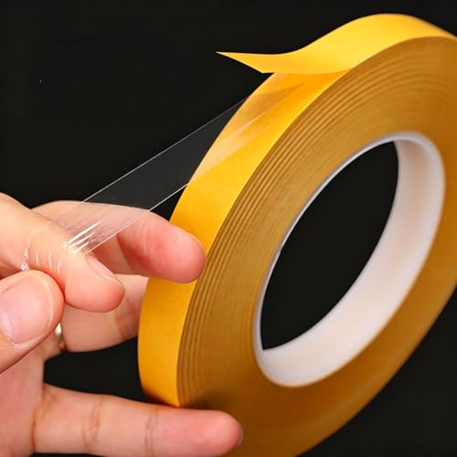 Ultra Thin Clear PET Double Sided Tape 0.5” x 82 Ft Strong Adhesive Removable No Residue Transparent Mounting Tape for DIY Crafts Office Home Decoration Industrial Fixing - size: 0.5" X 82 Ft