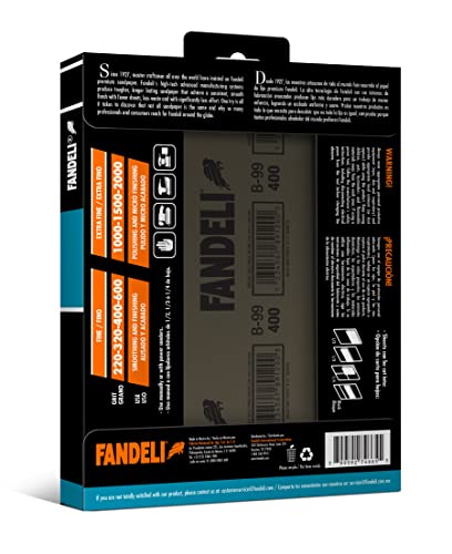 Fandeli | Waterproof Sandpaper | 1000 Grit | 25 Sheets 9'' x 11'' | For Car Polishing, Wood Furniture Sanding and Metal Sanding | Water Resistant - style: 1000 Grit