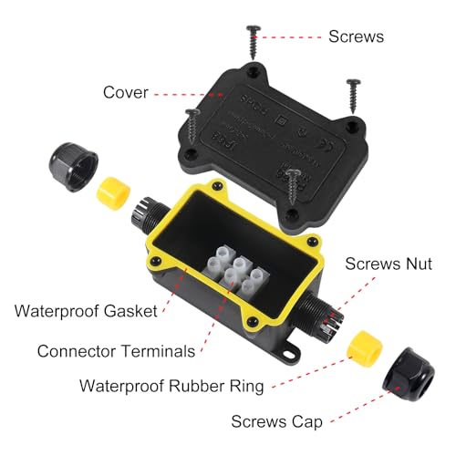 2PCS Junction Box Waterproof IP68, 2 Way Outdoor Junction Box - color: 2pcs, 2 way