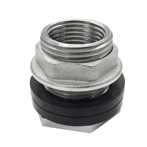 Beduan 3/4 NPS Male to 1/2 NPT Female Bulkhead Water Tank Connector Stainless Steel Thru-bulk Fitting (Pack of 2) - size: 1/2 NPT to 3/4 NPS