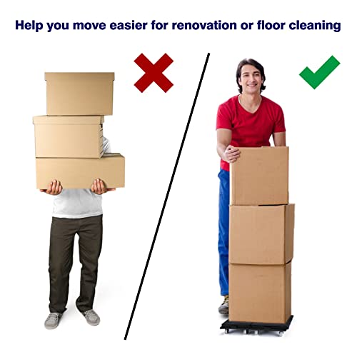 Nellyke Furniture Dolly, 4 Pack Small Flat Moving Dolly, Furniture Movers with 4 Wheels, 500Lbs Capacity, Connectable and Portable Dollies for Heavy Appliance, Black - color: Black/4 Pack-m
