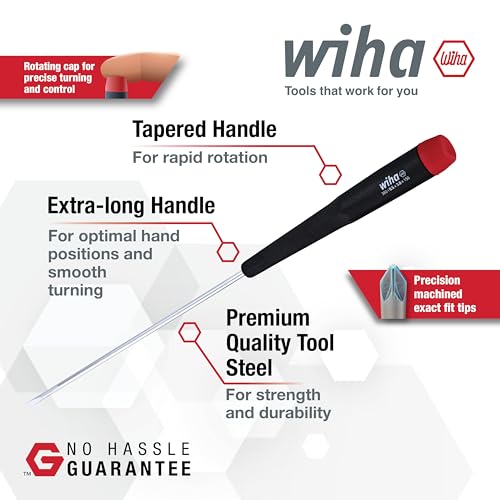 Wiha 26092 Slotted and Phillips Screwdriver Set with Precision Handle, Long, 7 Piece