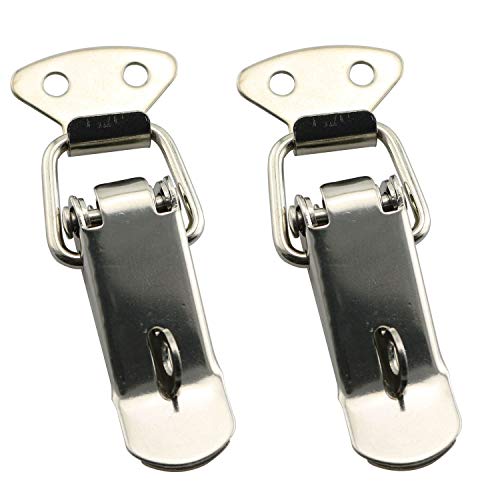 2pcs 58mm Spring Loaded Latch Catch Toggle Clamp Stainless Steel Duckbill Tensionlock Hasp for Cabinet Boxes Suitcase Safety Security Hardware Accessories