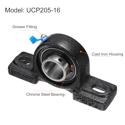 uxcell 2pcs UCP205-16 Pillow Block Bearings 1" Bore Bearing Units Cast Steel Flange Mounted Bearing Housing - size: UCP205-16 ID 1"