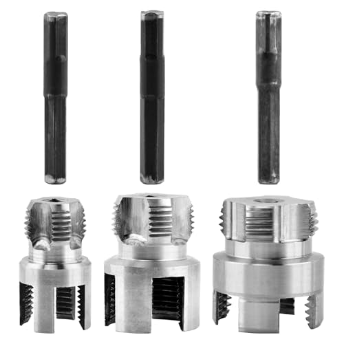 3Pcs PVC Pipe Threading Kit, 1/2, 3/4&1 Inch NPT Dual End PVC Cutting Set