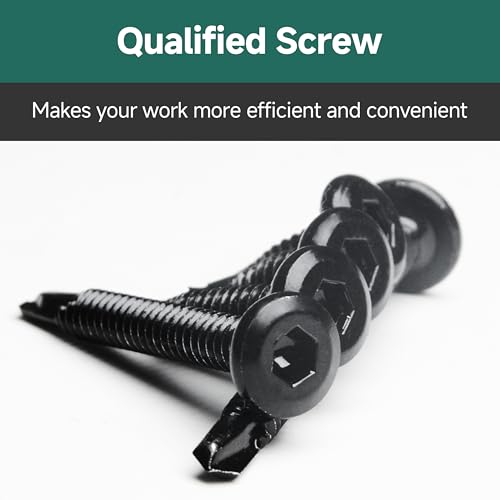 100Pcs 10 x 1 Sheet Metal Screws, Stainless Steel Flat Head Socket Cap Self Drilling Screw, Allen Socket Drive Black Oxide, Self Tapping Screws with Drill Bit - color: Black, size: #10 x 1"