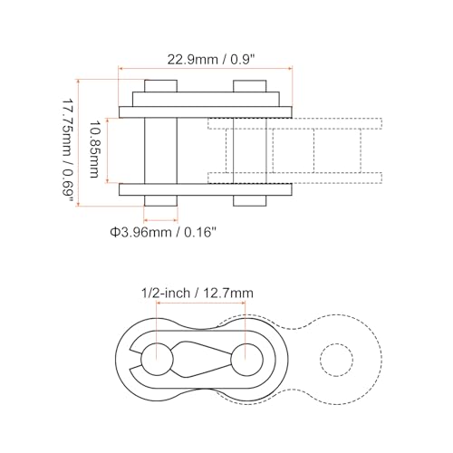 uxcell 6Pcs #40 Chain Master Connector Link Roller, 1/2" Pitch Carbon Steel, Standard Connecting Split Links for 08A Chain - size: #40