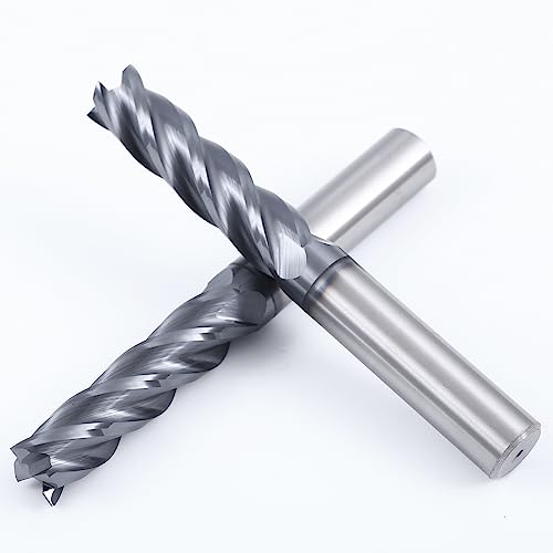 1/2" 4-Flute Square End Mill AlTiN Coated Carbide, 2Pcs - size: 1/2 in