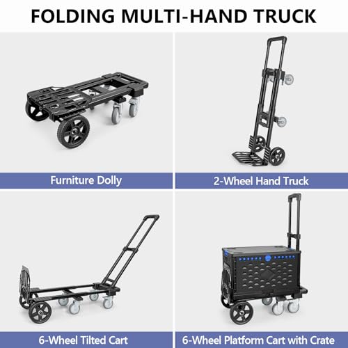 KEDSUM 4-in-1 Convertible Dolly Cart with Crate600LB Heavy Duty Hand Truck