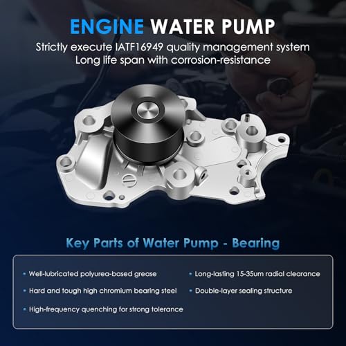 ECCPP Engine Timing Belt Kit with Water Pump Compatible for Hyundai