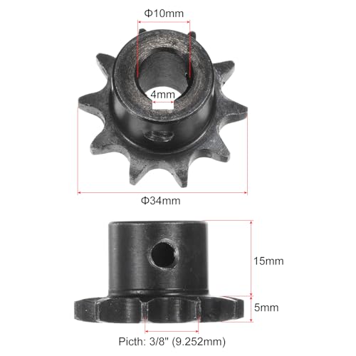 uxcell 2pcs ISO/DIN 06B-1 Roller Chain Sprocket B Type 10mm Bore,3/8" Pitch