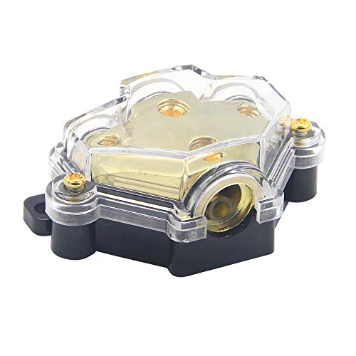 3 Way Power Distribution Block, 0/2/4 AWG Gauge in, 4/8 Gauge Out, Car Audio Stereo Amp Distribution Connecting Block for Audio Splitter (1 in 3 Out) - size: 3 Way