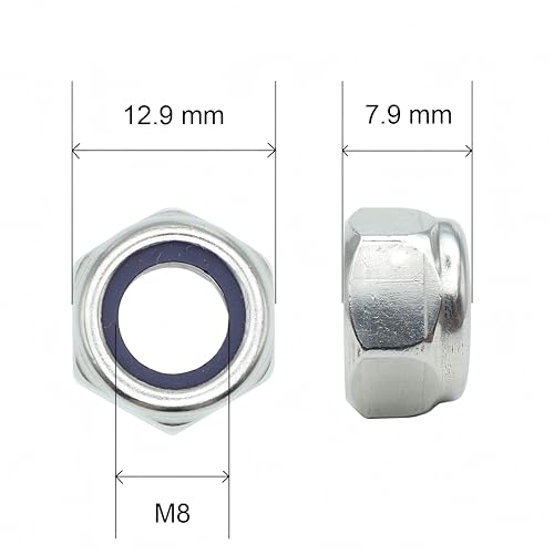 M8-1.25 Nylon Insert Lock Nuts 85 Pack, 304 Stainless Steel Hardware Nuts - size: M8-1.25 (85 Pcs)