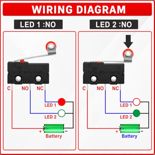 10-Pack KW12-3 Micro Limit Switch, SPDT, Roller Lever