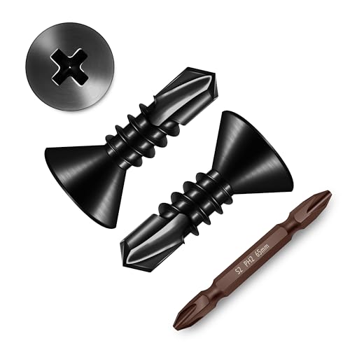 (500pcs) #10 x 1/2" for Sheet Metal Self Tapping Screws, 410 Stainless Steel Black Oxide, Flat Head Truss Quick Tapping Self-Drilling Screws by Mywish - size: #10 x 1/2"