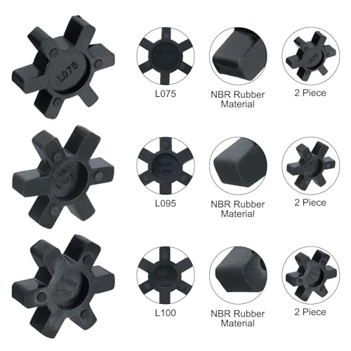 uxcell Jaw Coupling Insert L075/L095/L100 NBR Rubber Flexible Black 6pcs