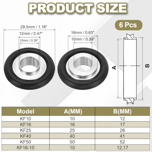 KF16-10 Flange Centering Ring Aluminum Cylinder: 10mmID, 12,17mmOD - size: KF16-10
