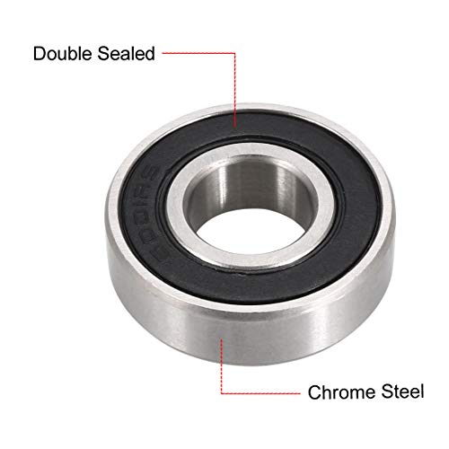 uxcell 6001-2RS Deep Groove Ball Bearing 12x28x8mm Double Sealed Chrome Steel Bearings 2 Pack - size: 12x28x8mm