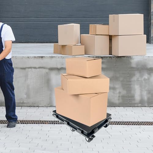 Furniture Movers with Wheels, Heavy Duty Moving Dolly 6 Wheels for 600lbs Capacity, 16.6 x 12.6 Inch Flat Furniture Dolly, 2 Pack Dolly Cart Interlock Into Large Furniture Movers