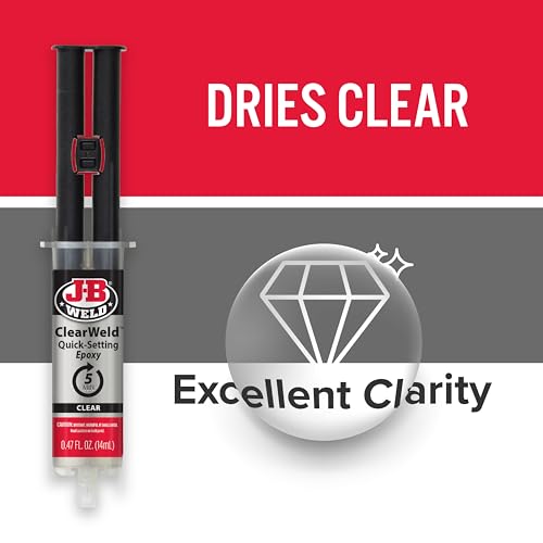 J-B Weld Clear 5 Minute Epoxy, 14ml, Static Mixer, 2 Pack, ClearWeld 14ml, 50114H-2